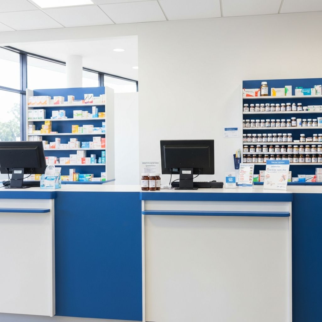 Junee Discount Chemist dispensary counter with stocked shelves